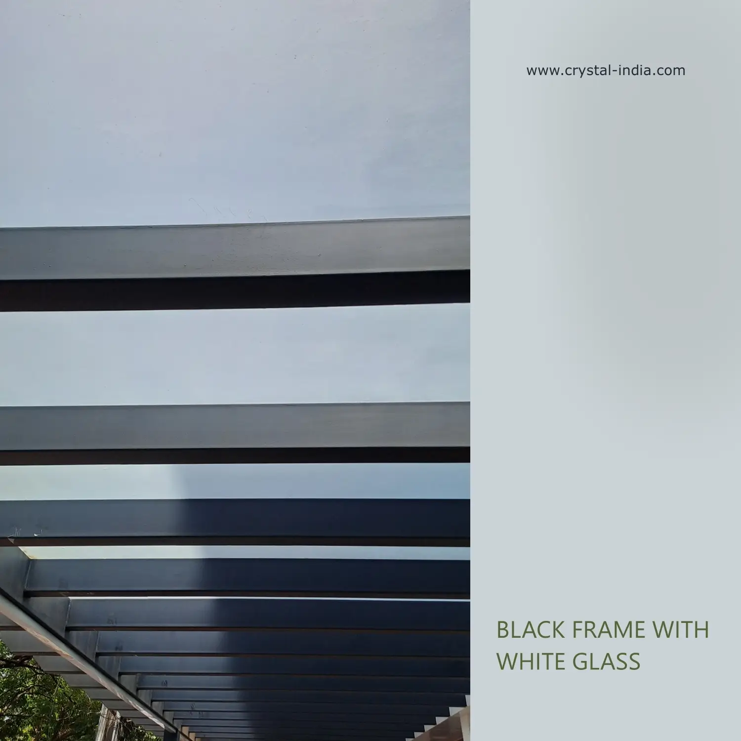 frame with white frosted glass.