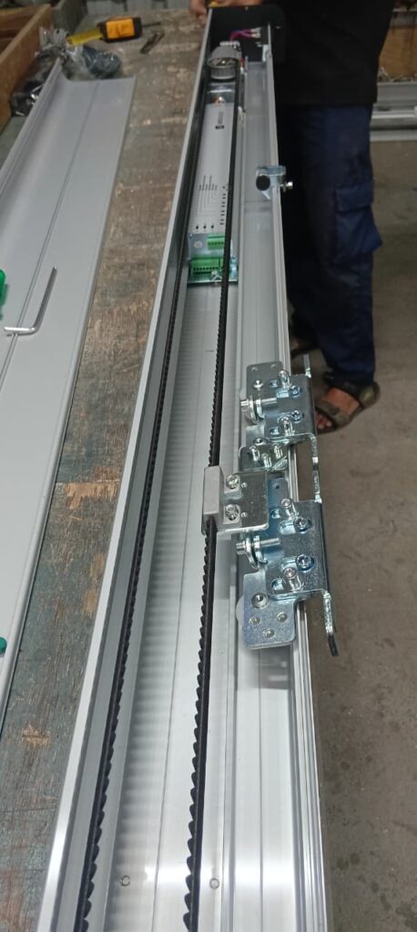 Image of Automatic Door Track with Its brackets to wooden door and aluminium door